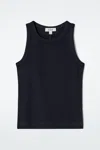 Cos Ribbed Tank Top In Blue
