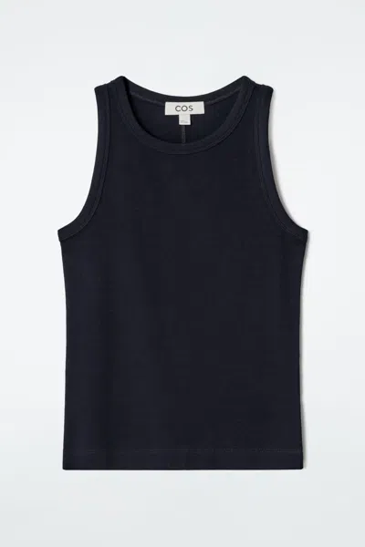 Cos Ribbed Tank Top In Blue