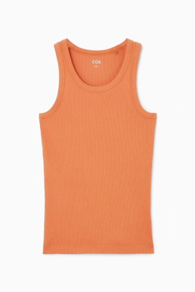 Cos Ribbed Tank Top In Orange