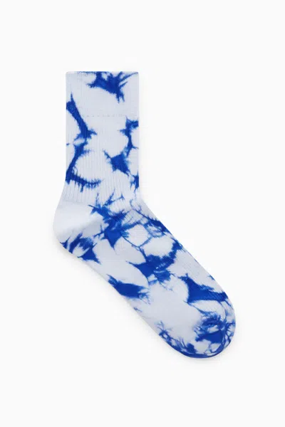Cos Ribbed Tie-dye Socks In White