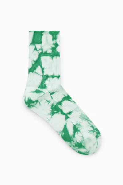 Cos Ribbed Tie-dye Socks In Green
