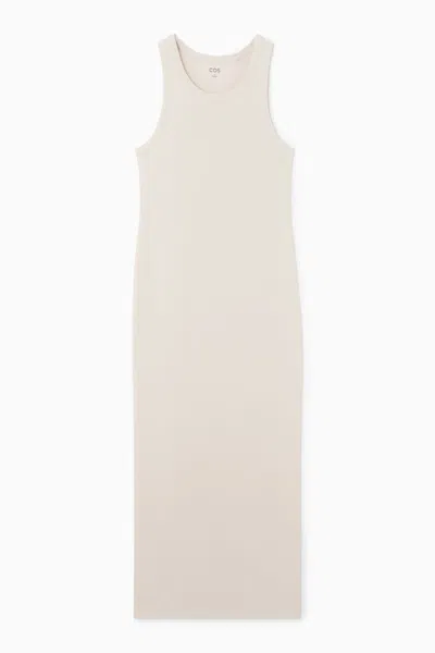 Cos Ribbed Tube Dress In Beige