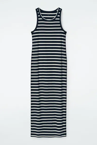 Cos Ribbed Tube Dress In Blue