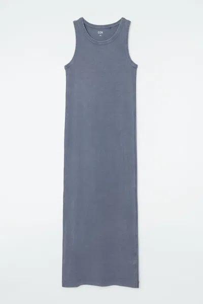 Cos Ribbed Tube Dress In Blue