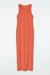 Cos Ribbed Tube Dress In Orange