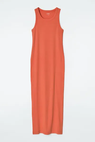 Cos Ribbed Tube Dress In Orange