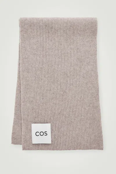 Cos Ribbed Wool And Cashmere Scarf In Beige