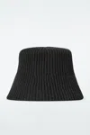 Cos Ribbed Wool-blend Bucket Hat In Black