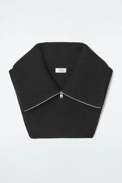 Cos Ribbed Wool Collar In Black