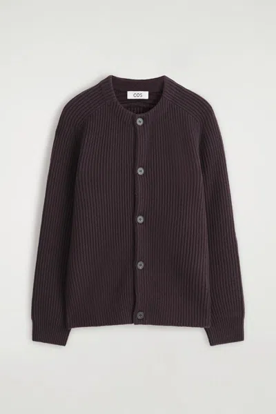 Cos Ribbed Wool Crew-neck Sweater In Purple
