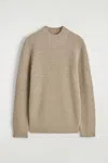 Cos Ribbed Wool Funnel-neck Sweater In Brown