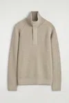 Cos Ribbed Wool Half-zip Sweater In Neutral