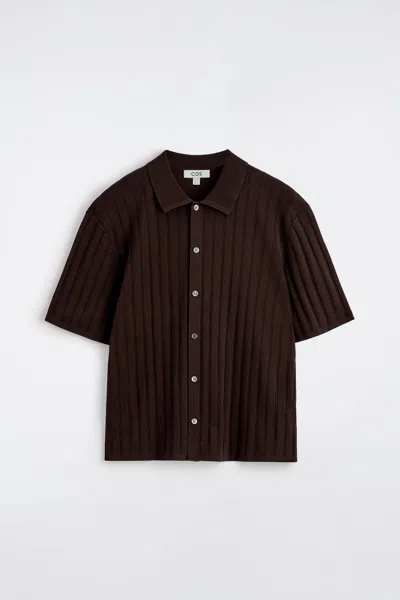 Cos Ribbed-knit Cotton Polo Shirt In Red