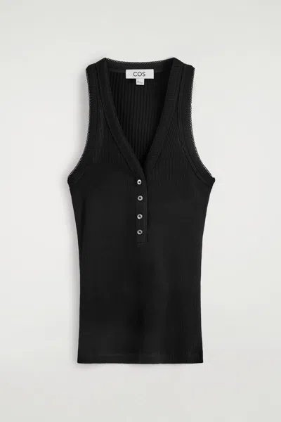 Cos Canotta Henley A Te In Black