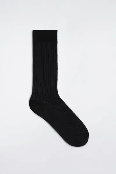 Cos Ribbed-knit Socks In Black