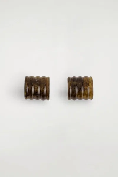 Cos Rippled Hoop Earrings In Brown