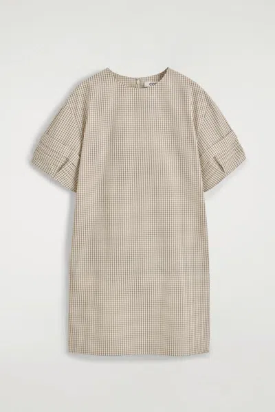 Cos Robe Courte Nervurée En Coton In Beige