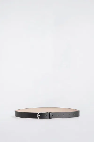 Cos Rounded-buckle Leather Belt In Black