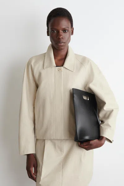 Cos Rounded Cotton Jacket In Sand