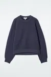 Cos Rounded Cotton-jersey Sweatshirt In Blue