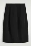 Cos Jupe Midi Silhouette Arrondie En Coton In Black