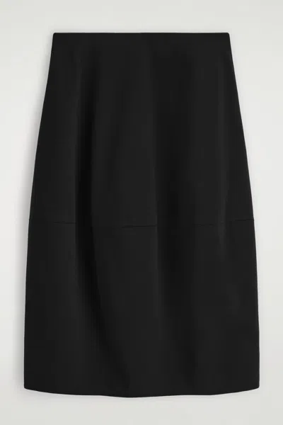 Cos Jupe Midi Silhouette Arrondie En Coton In Black