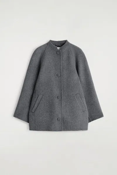Cos Rounded Double-faced Wool Jacket In Gray