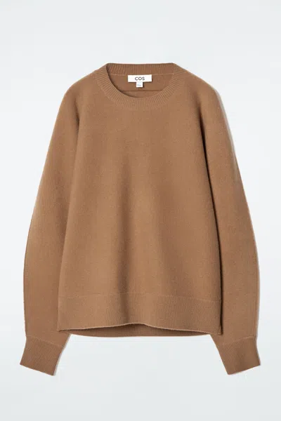Cos Rounded Double-faced Wool Jumper In Beige