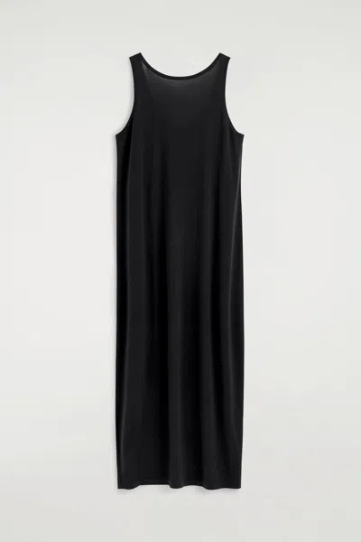 Cos Rounded Merino Wool Maxi Dress In Black