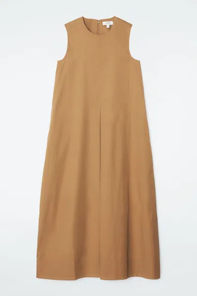 Cos Rounded Midi Dress In Brown