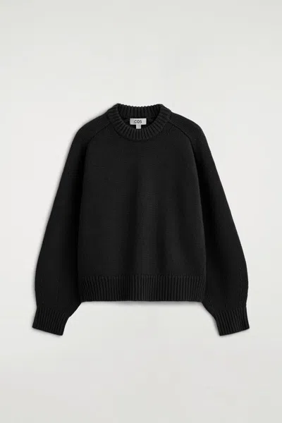 Cos Rounded Wool Crew-neck Sweater In Black