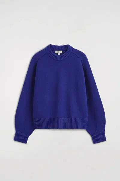Cos Rounded Wool Crew-neck Sweater In Blue