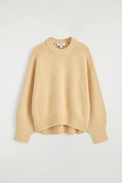 Cos Rounded Wool Crew-neck Sweater In Brown