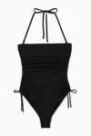 Cos Ruched Bandeau Swimsuit In Black