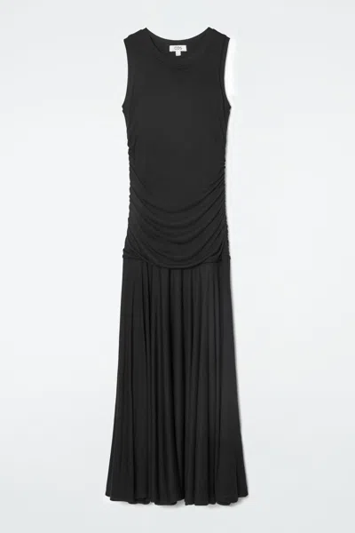 Cos Ruched Maxi Dress In Black
