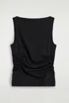 Cos Ruched-waist Cotton-jersey Tank Top In Black
