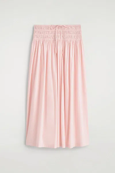 Cos Ruched-waist Midi Skirt In Pink
