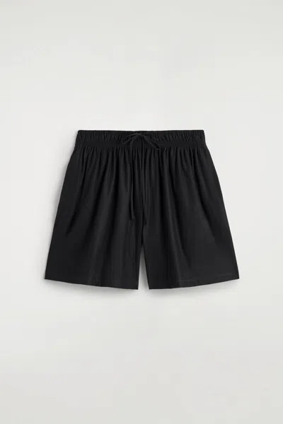 Cos Ruched-waist Shorts In Black
