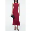 Cos Knitted Ruffled-hem Midi Dress In Red Dark