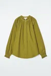 Cos Ruffled-cuff Gathered Blouse In Green