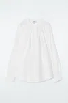 Cos Ruffled-cuff Gathered Blouse In White