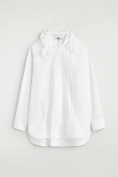 Cos Camicia In Cotone E Seta Con Colletto Volant In Bianco