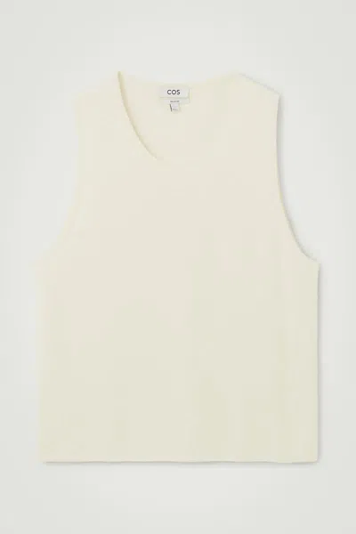 Cos Rundhals-tanktop Aus Rippstrick In Cremeweiss