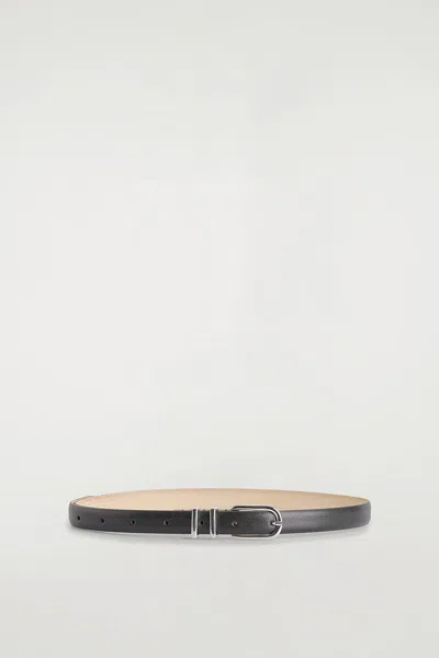 Cos Saffiano Leather Belt In Black