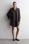 Cos Sailor-collar Cotton Mini Dress In Brown