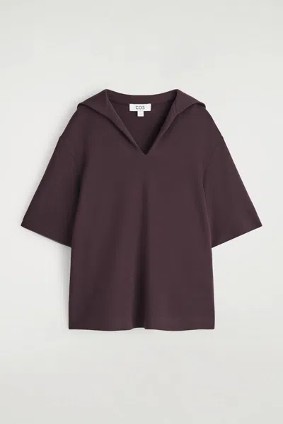 Cos Sailor-collar Jersey T-shirt In Red