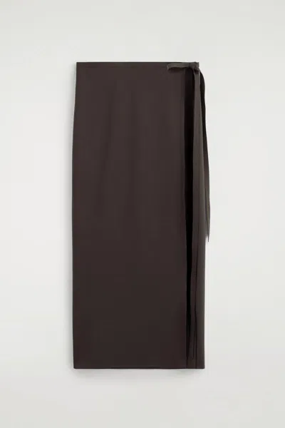 Cos Sarong Wrap Skirt In Brown