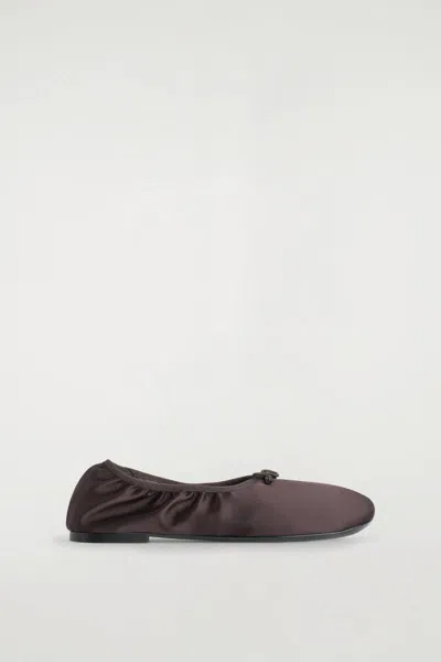 Cos Satin Ballet Flats In Brown