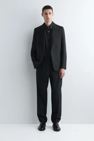 Cos Satin-collar Wool Blazer In Black