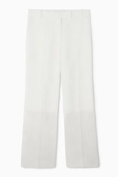 Cos Satin-panelled Wide-leg Trousers In White